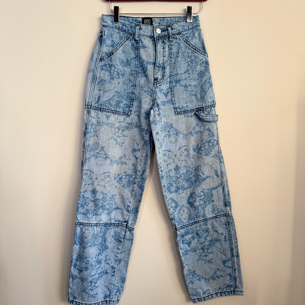 BDG Urban Outfitters Floral Acid Wash Baggy Jeans Y2K Wide Leg 24 - Picture 9 of 11